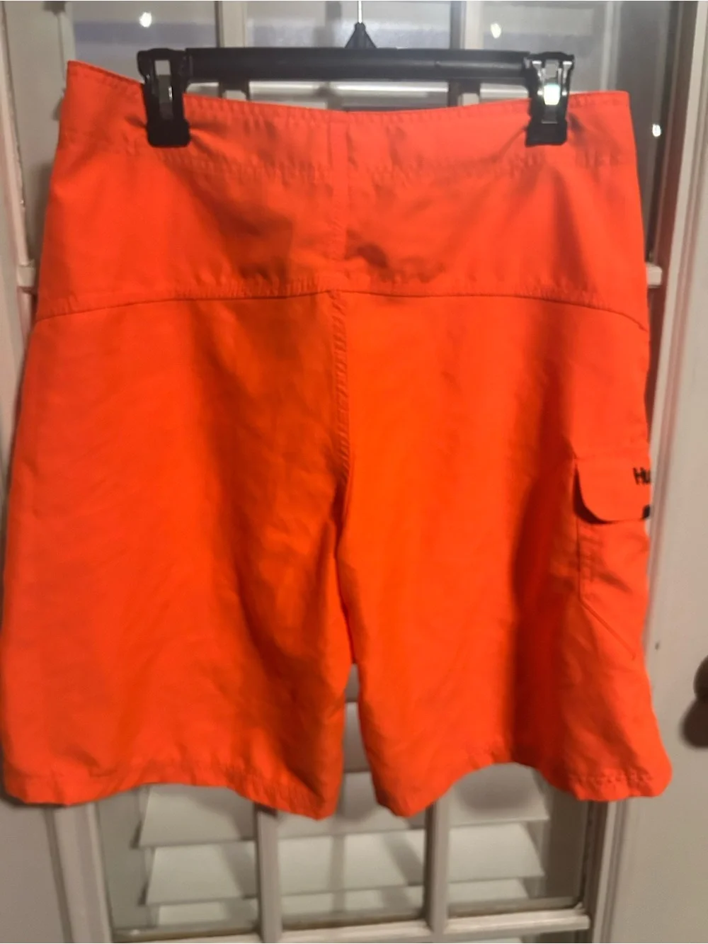 Hurley Neon Orange Men's Board Shorts with Black Drawstring